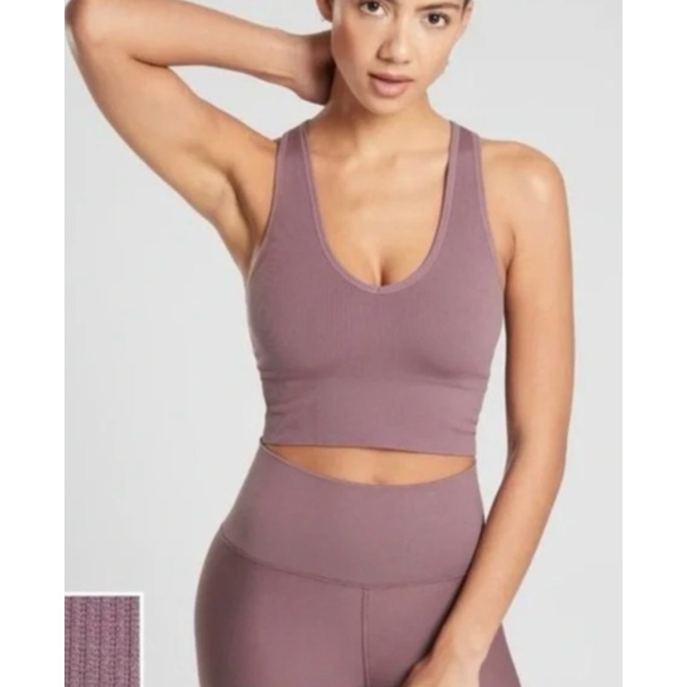Athleta Aurora Seamless Crop Rib Tank Volcanic Violet Yoga Studio Size Small